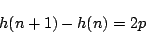 \begin{displaymath}
h(n+1)-h(n)=2p
\end{displaymath}