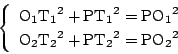 \begin{displaymath}
\left\{
\begin{array}{l}
\mathrm{O_1T_1}^2+\mathrm{PT_1}^2...
...{O_2T_2}^2+\mathrm{PT_2}^2=\mathrm{PO_2}^2
\end{array}\right.
\end{displaymath}