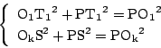 \begin{displaymath}
\left\{
\begin{array}{l}
\mathrm{O_1T_1}^2+\mathrm{PT_1}^2...
...hrm{O_kS}^2+\mathrm{PS}^2= \mathrm{PO_k}^2
\end{array}\right.
\end{displaymath}
