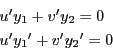 \begin{displaymath}
\begin{array}{l}
u'y_1+v'y_2=0\\
u'{y_1}'+v'{y_2}'=0
\end{array}
\end{displaymath}