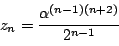 \begin{displaymath}z_n=\dfrac{\alpha^{(n-1)(n+2)}}{2^{n-1}}
\end{displaymath}