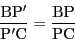 \begin{displaymath}
\dfrac{\mathrm{BP'}}{\mathrm{P'C}}
=\dfrac{\mathrm{BP}}{\mathrm{PC}}
\end{displaymath}