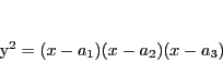 \begin{displaymath}
y^2=(x-a_1)(x-a_2)(x-a_3)
\end{displaymath}