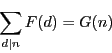 \begin{displaymath}
\sum_{d\vert n}F(d)=G(n)
\end{displaymath}