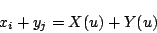 \begin{displaymath}
x_i+y_j=X(u)+Y(u)
\end{displaymath}