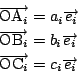 \begin{displaymath}
\begin{array}{l}
\overrightarrow{\mathrm{OA}_i}=a_i\overrig...
...rrightarrow{\mathrm{OC}_i}=c_i\overrightarrow{e_i}
\end{array}\end{displaymath}