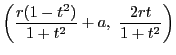 $\left(\dfrac{r(1-t^2)}{1+t^2}+a,\ \dfrac{2rt}{1+t^2}\right)$