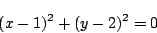 \begin{displaymath}
(x-1)^2+(y-2)^2=0
\end{displaymath}