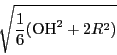 \begin{displaymath}
\sqrt{\dfrac{1}{6}(\mathrm{OH}^2+2R^2)}
\end{displaymath}
