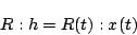 \begin{displaymath}
R:h=R(t):x(t)
\end{displaymath}