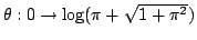 $\theta:0\to \log(\pi+\sqrt{1+\pi^2})$