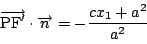 \begin{displaymath}
\overrightarrow{\mathrm{PF}'}\cdot\overrightarrow{n}=-\dfrac{cx_1+a^2}{a^2}
\end{displaymath}