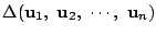 $\Delta(\mathrm{\bf u}_1,\ \mathrm{\bf u}_2,\ \cdots,\ \mathrm{\bf u}_n)$